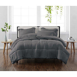 Cannon Solid 3-Piece Full/Queen Comforter Set, Charcoal, rollover