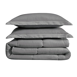 Cannon Solid 3-Piece Full/Queen Comforter Set, Charcoal, large