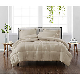 This collection is solid in so many ways. Crafted of supremely soft microfiber, the contemporary comforter and matching sham feature quality construction and pure style. They're the perfect coordinates to showcase in your home.Made of 100% microfiber | Polyfill | Imported | Set includes comforter and 1 pillow sham | Envelope closure on reverse of sham | Machine wash in appropriately sized equipment to avoid damage