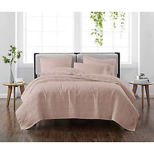Cannon Solid 3-Piece Full/Queen Quilt Set, Blush, rollover