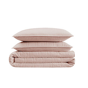 Cannon Solid 3-Piece Full/Queen Quilt Set, Blush, large