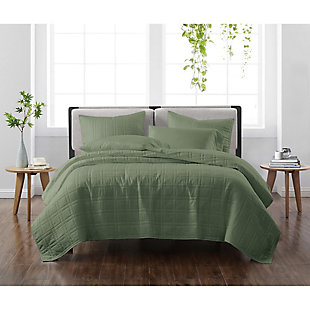 Cannon Solid 3-Piece Full/Queen Quilt Set, Green, rollover