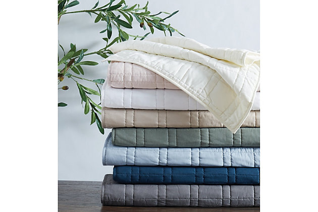 This collection is solid in so many ways. Crafted of supremely soft microfiber, the contemporary quilt and matching sham feature quality construction and pure style. They're the perfect coordinates to showcase in your home.Made of 100% microfiber | Polyfill | Imported | Set includes quilt and 1 pillow sham | Button closure on reverse of sham | Machine wash in appropriately sized equipment to avoid damage