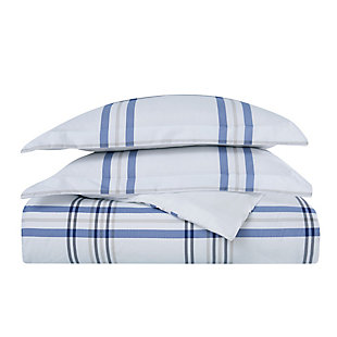 London Fog Kent Plaid 2-Piece Twin XL Comforter Set, White/Blue, large