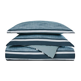London Fog Mitchell Stripe 2-Piece Twin XL Comforter Set, Blue, large