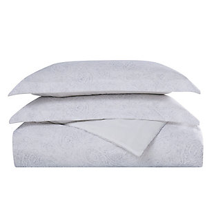 London Fog Sasha Paisley 2-Piece Twin XL Comforter Set, White/Neutral, large