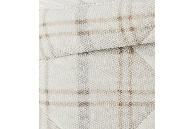 Stay warm on a cold night with this collection's innovative surface texture. The comforter and coordinating sham bring a fresh look to your room with sculpted sherpa fabric featuring a clean plaid print. The reverse is a polyester faux mink fur, so you have two layers of plush between you and winter's chill.Made of sculpted sherpa fabric | Imported | Polyfill | Set includes comforter and 1 pillow sham | Large-scale plaid print | Machine wash in appropriately sized equipment to avoid damage