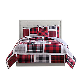 My World Buffalo Plaid 3-Piece Twin Quilt Set, Black/Red, large