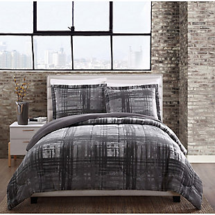 Style 212 Camden Plaid 3-Piece Full/Queen Comforter Set, Charcoal, rollover