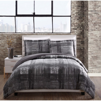 Style 212 Camden Plaid 2-Piece Twin Comforter Set, Charcoal, large