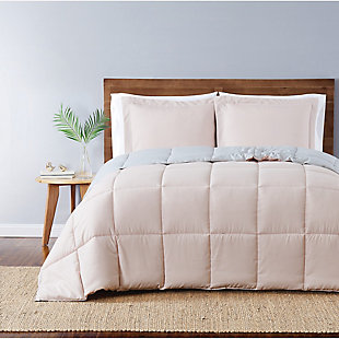 Truly Soft Everyday Reversible 3-Piece King Comforter Set, Blush/Silver Gray, rollover