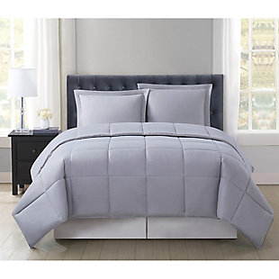 Truly Soft Everyday Reversible 3-Piece Full/Queen Comforter Set, Gray, rollover