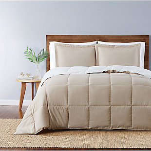 Truly Soft Everyday Reversible 3-Piece King Comforter Set, Khaki/Ivory, rollover