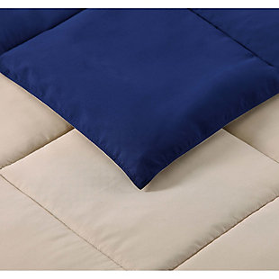 Revolutionary softness is what you get with this collection. The reversible solid-colored comforter lets you change the vibe in your room simply by flipping it over. Two coordinating shams complete the look. Made with a hypoallergenic, feel-good microfiber for softness and easy care.Made of 100% hypoallergenic microfiber polyester | Imported | Set includes reversible comforter and 2 pillow shams | Machine wash in appropriately sized equipment to avoid damage | Comforter and shams are machine washable in appropriately sized equipment | Spot cleaning suggested for decorative pillows