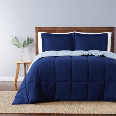 Truly Soft Everyday Reversible King Comforter Set, Navy/Light Blue