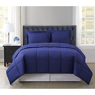 Truly Soft Everyday Reversible 3-Piece Full/Queen Comforter Set, Navy, rollover