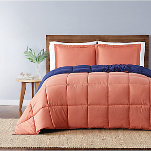Truly Soft Everyday Reversible 3-Piece King Comforter Set, Orange/Navy, rollover