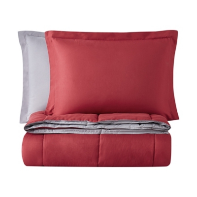 Truly Soft Everyday Reversible 3-Piece King Comforter Set, Burgundy/Gray, rollover