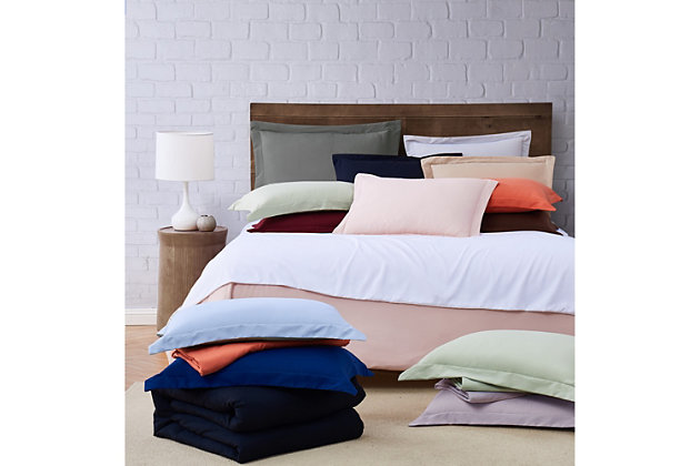 Revolutionary softness is what you get with this collection. The solid duvet cover and coordinating sham are the perfect way to add color to your room while protecting your comforter from stains or wear and tear. Made with a hypoallergenic, feel-good microfiber for softness and easy care.Made of 100% hypoallergenic microfiber polyester | Imported | Set includes duvet cover and 1 pillow sham; insert not included | Hidden button closure on duvet cover | Duvet cover intended for use with a down, feather or synthetic comforter; comforter insert not included | Machine wash in appropriately sized equipment to avoid damage