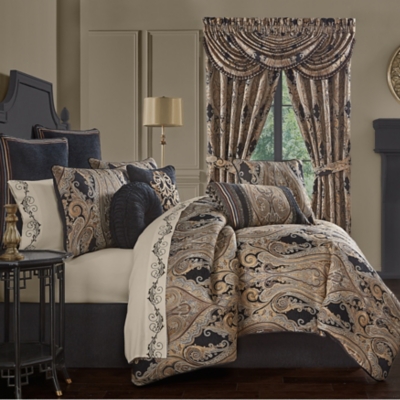 J.Queen New York Lauretta Queen 4 Piece Comforter Set, Black, rollover