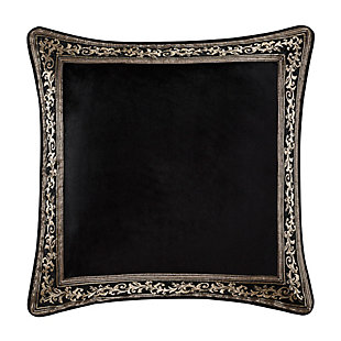 The Windham Euro sham is a bold, beautiful accent to your bedding decor. Featuring a black velvet in the center with an elegant scroll stripe border framed on all four sides, this sham reverses to a stylish vertical scroll stripe and is finished with black piping for a clean look. Pair it with the Windham bedding set by J. Queen New York for a complete look.Made of 100% polyester | Soft polyfill | Elegant square accent pillow for your bedding, sofa or armchair | Black velvet in the center of pillow face; elegant scroll stripe border framed on all 4 sides | Reverses to vertical scroll stripe | Finished in black piping | Hidden zipper closure | Made with design house-quality fabric and craftsmanship | Timeless take on traditional patterns with an updated color palette | Imported | Dry clean only | Pair with the windham bedding set by j. Queen new york for a complete luxe look
