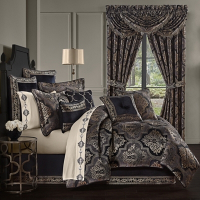 J.Queen New York Windham Queen 4 Piece Comforter Set, Black, rollover