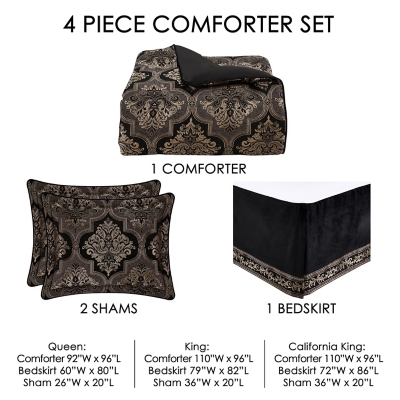 J. Queen New York Windham Black 4-Piece Comforter Set, Queen