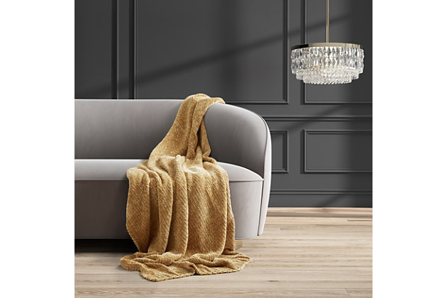 Luxuriously plush and cozy, the Birmingham Throw is the ultimate indulgence. Wrap yourself up in this heathered chenille throw, constructed with a super-soft knit design that has a subtle luster. It also makes a perfect gift, arriving neatly folded and tied in an elegant ribbon.Made of 100% polyester | Luxuriously soft knit | Perfect cozy addition to your favorite armchair, sofa or bedding | Machine wash | Imported | Pair with the j. Queen bedding collection for an added layer and to complete the look