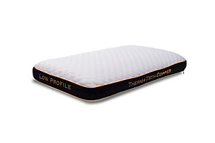 Healthy Sleep Therma-Tech Copper Low Profile Queen Pillow, White, large