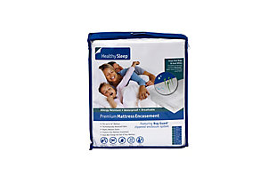 The Premium Mattress Encasement by Healthy Sleep provides you with the maximum protection for you and your loved ones. Our Bug Guard enclosure system stops bed bugs, dust mites and allergens in their tracks. Its micro-zipper teeth, Velco seal backwall, inner wall construction, enveloped seam finishing and bed bug proof fabric stops the entry or exit of bed bugs. Unlike other waterproof encasements, ours is breathable, allowing body heat to pass through it and provide a comfortable and cool sleep surface. The mattress enasement is durable but thin enough that it does not change the comfort or feel of your mattress.Made with 100% polyester and breathable polyurethane | Hypoallergenic and waterproof | Independently lab tested and certified 100% bed bug proof - patented Bug Guard enclosure system | Extends the life of your mattress | Machine washable and dryable | Designed in the USA | 10-year limited warranty