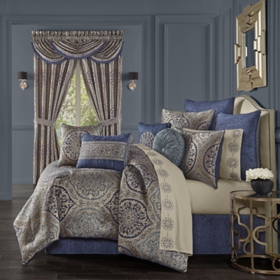 J. Queen New York Botticelli Queen 4 Piece Comforter Set, Navy, rollover