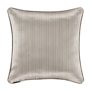 The 20 Inch Decorative Throw pillow is a direct coordinate to the Luxembourg Quilt Coverlet. It features a fine line stria stripe in two tones of silver running in a vertical direction. A detailed diamond quilt stitching design is incorporated on top of the stria to create a blend of symmetry, design and intricate detail. The thread color is dyed to match so the blending of design and fabric create a delicate yet detailed harmonious look.Elegant accent pillow for your bedding, sofa, or armchair. | Made with design house quality fabric and craftsmanship. | Timeless take on traditional patterns with an updated color palette. | Pair this with the Luxembourg bedding collection by J. Queen for a complete look.