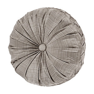 J. Queen New York Luxembourg Silver Quilt Tufted Round Decorative Throw Pillow, , rollover