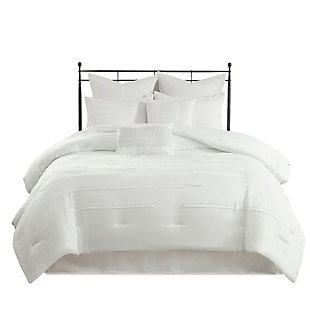 JLA Home Jenda 8 Piece Queen Comforter Set, White, large