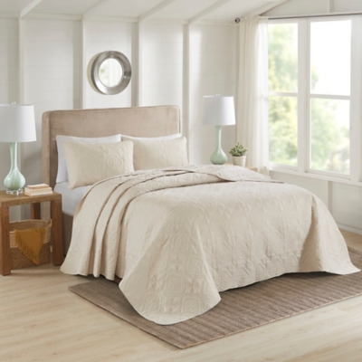 JLA Home Oakley 3 Piece Reversible Bedspread Set, Cream, large