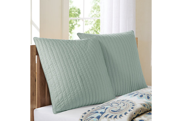 Add an element of understated charm to your bedding with the INK+IVY Camila Cotton Quilted Euro Sham. Boasting a simple channel quilting design, its irresistible style and supple texture make it a versatile accent on top of your bed. This sham coordinates with the INK+IVY Bedding Collection.Includes 1 euro sham pillow | Made of 100% cotton | 200 thread count | Zipper closure | Machine washable | Imported