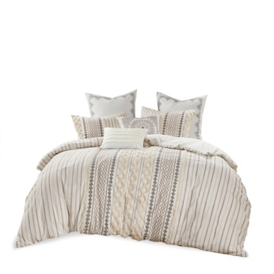 JLA Home Imani Cotton Comforter Set, Ivory, rollover