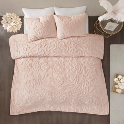 Laetitia 3 Piece Tufted Cotton Chenille Medallion Fullqueen Comforter Set Ashley 