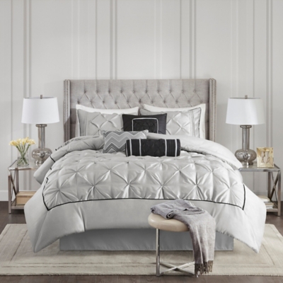 JLA Home Laurel Comforter Set, Gray, large