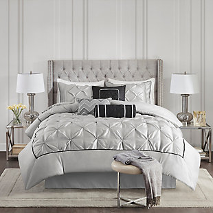 JLA Home Laurel Comforter Set, Gray, rollover