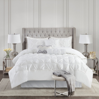 JLA Home Laurel Comforter Set, White, large