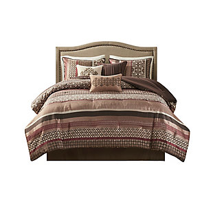 JLA Home Princeton 7 Piece Queen Comforter Set, Red, large