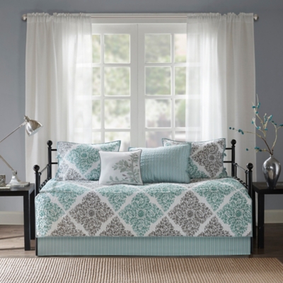 JLA Home Claire 6 Piece Reversible Daybed Cover Set, Aqua