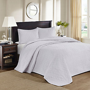 JLA Home Quebec Reversible Queen Bedspread Set, White, large