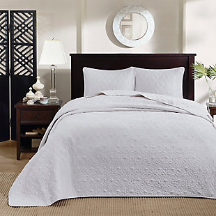 JLA Home Quebec Reversible King Bedspread Set, White, rollover