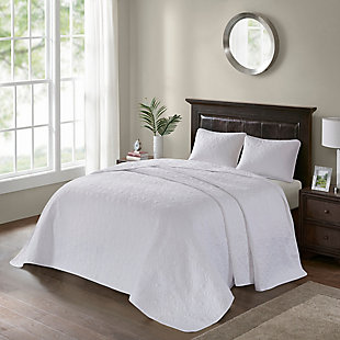 JLA Home Quebec Reversible Twin Bedspread Set, White, large