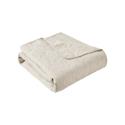 JLA Home Quebec 60x70" Oversized Quilted Throw, White, large