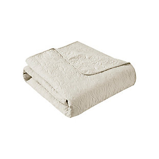 JLA Home Quebec 60x70" Oversized Quilted Throw, White, rollover