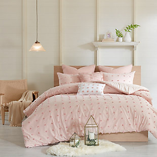 JLA Home Brooklyn Cotton Jacquard King/Cal King Comforter Set, Pink, rollover