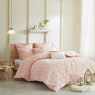 JLA Home Brooklyn Cotton Jacquard King/Cal King Comforter Set, Pink, large